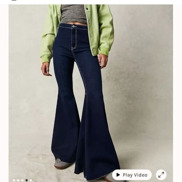 Free People Dark Blue Flare Jeans size 27 - Picture 1 of 12